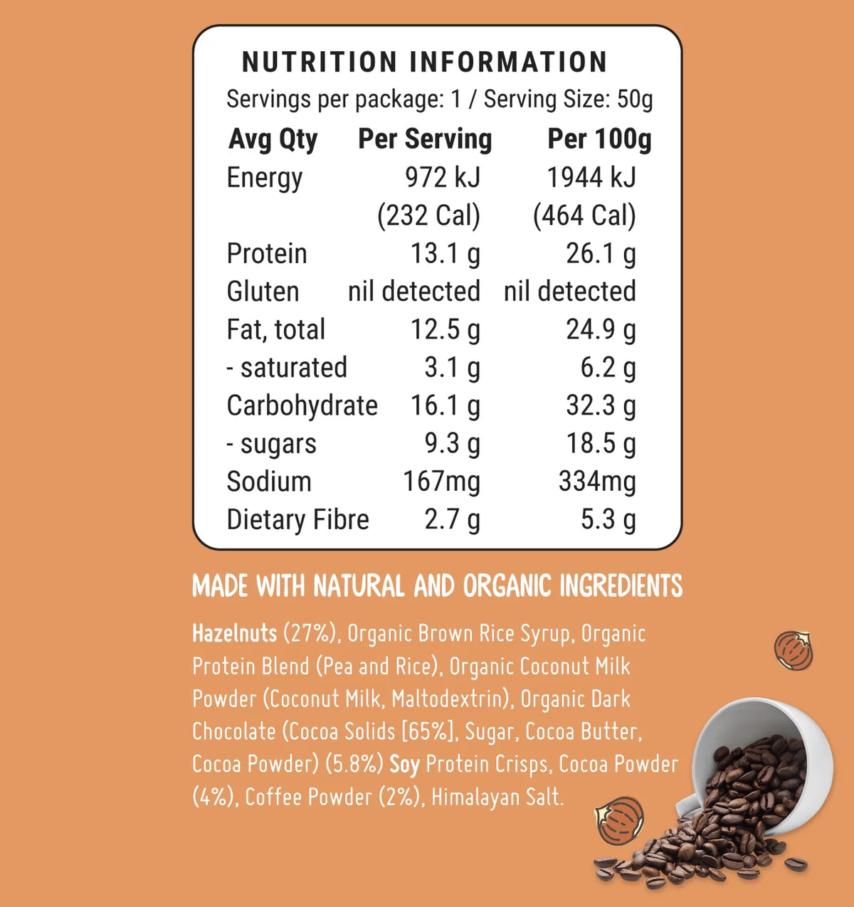 FodBods - Protein Bar - Hazelnut Mocha (50g)