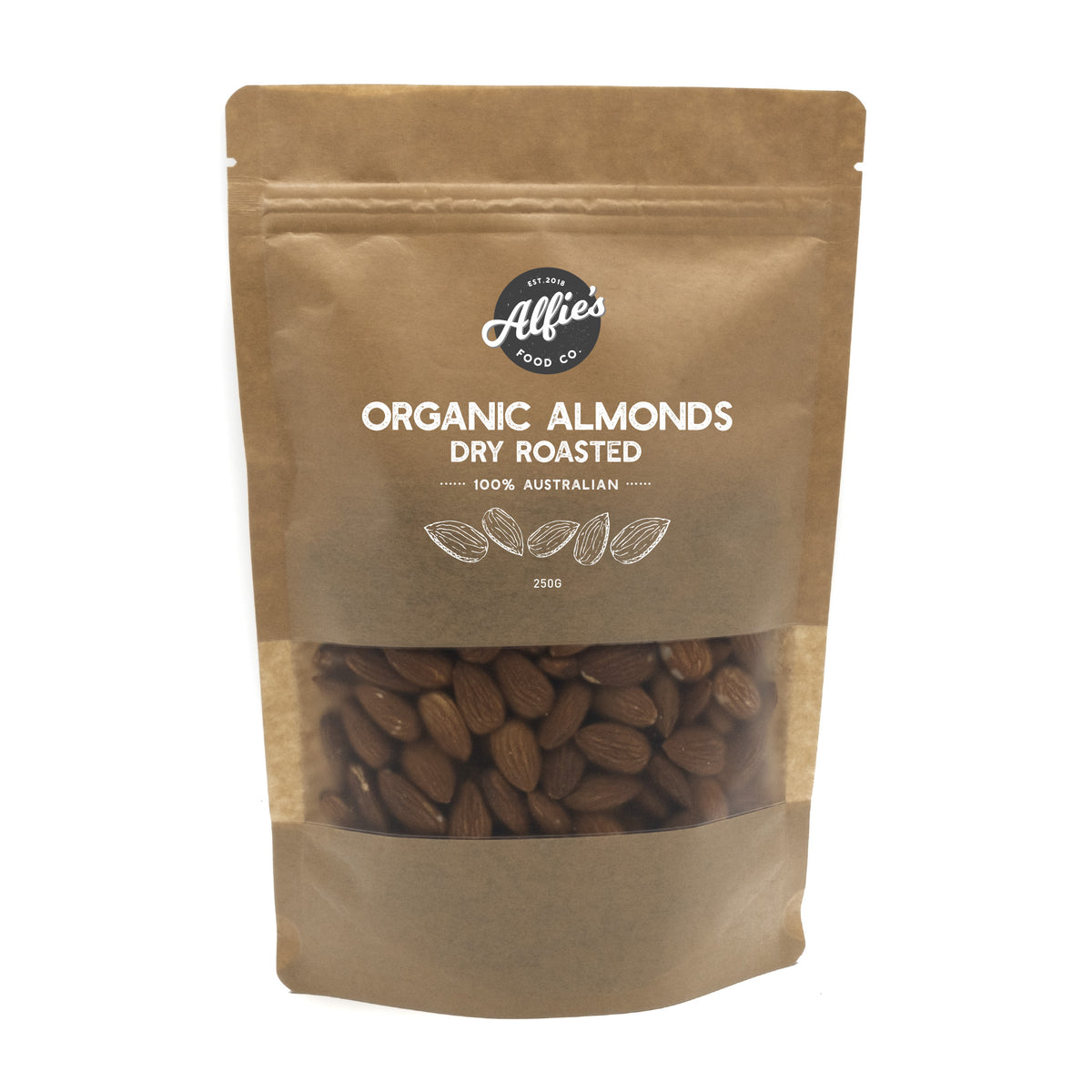 Alfie's - Nut Pouch - Almonds (Organic) - Roasted