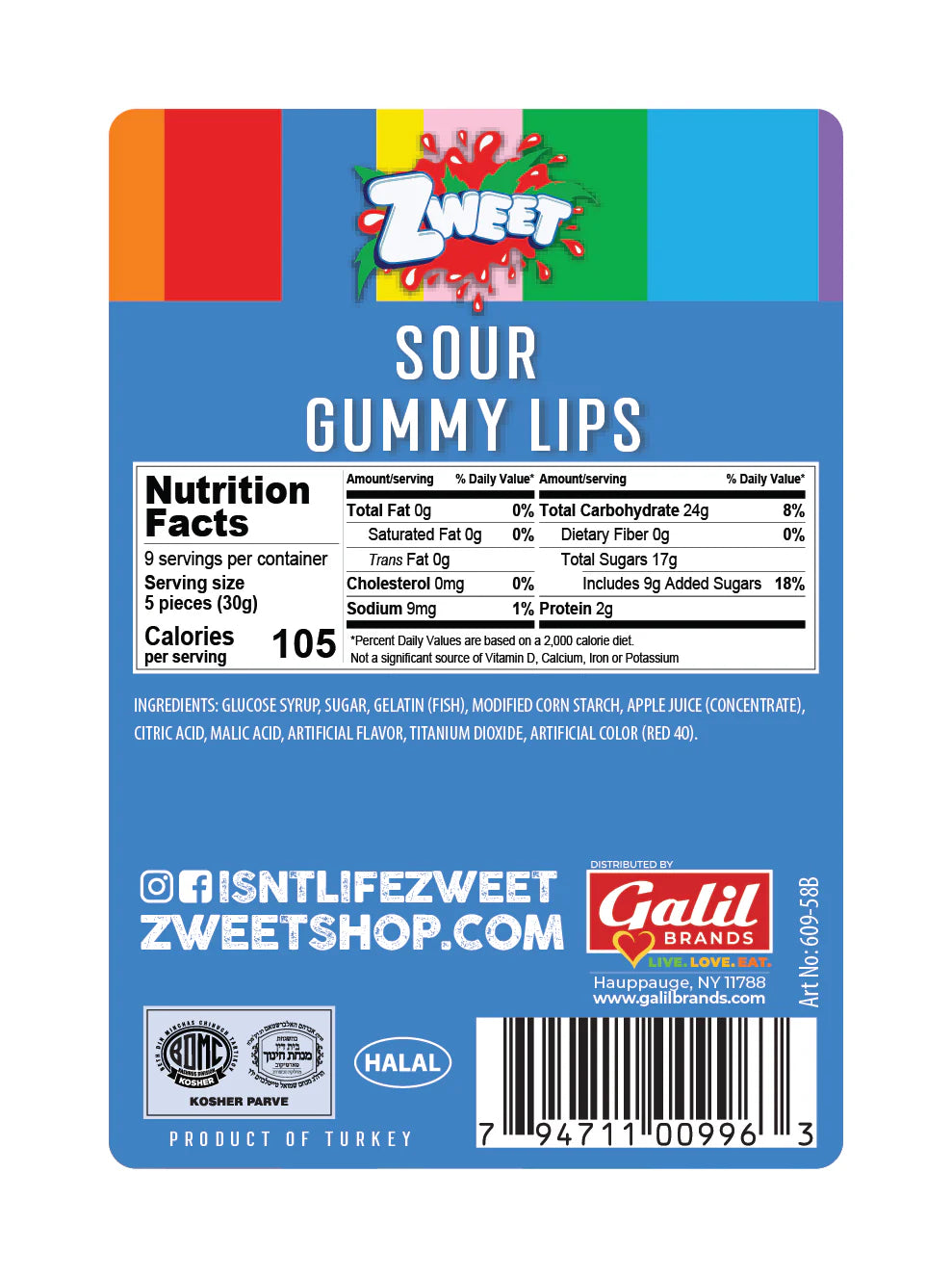 ZWEET - Gummy - Sour Lips (2.26kg)