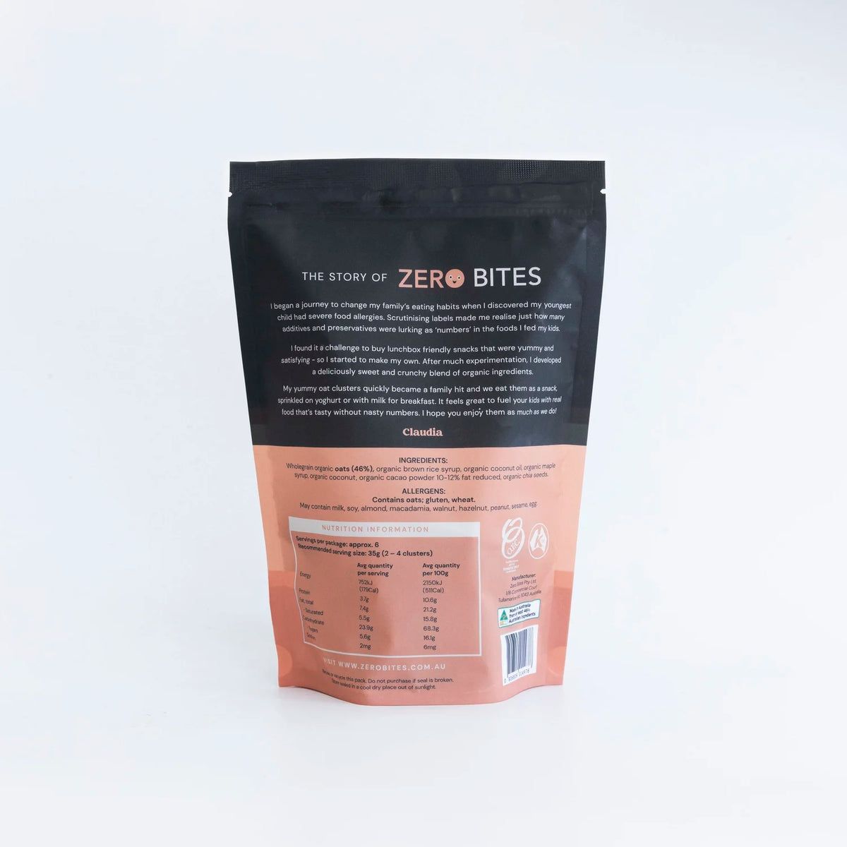 Zero Bites - Organic Cacao Oat Clusters (200g)