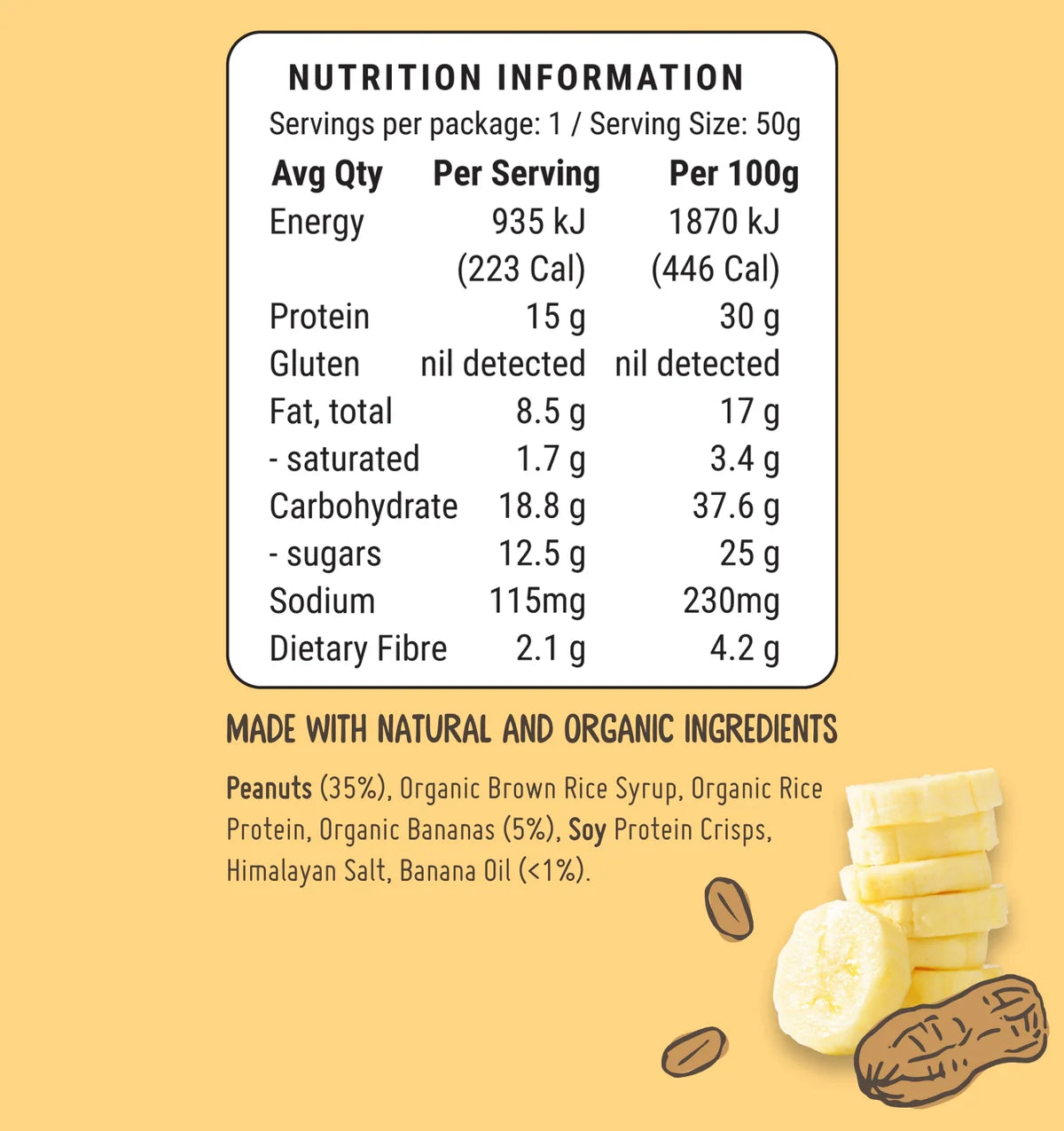 FodBods - Protein Bar - Banana Peanut (50g)
