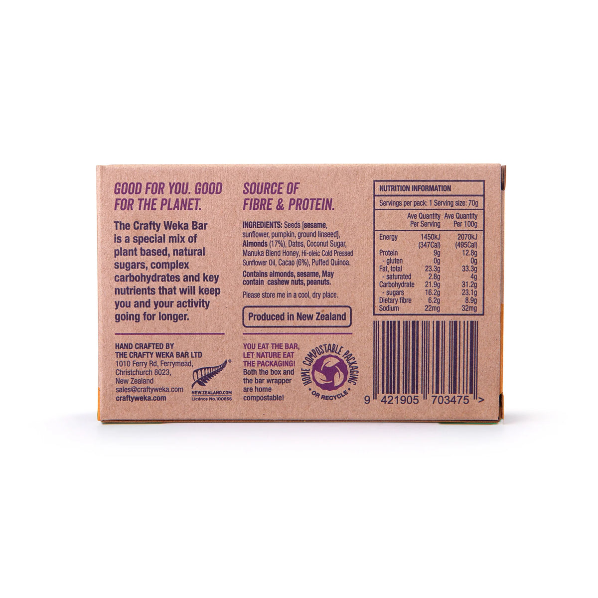 Crafty Weka - Almond Cacao - Bar (70g)