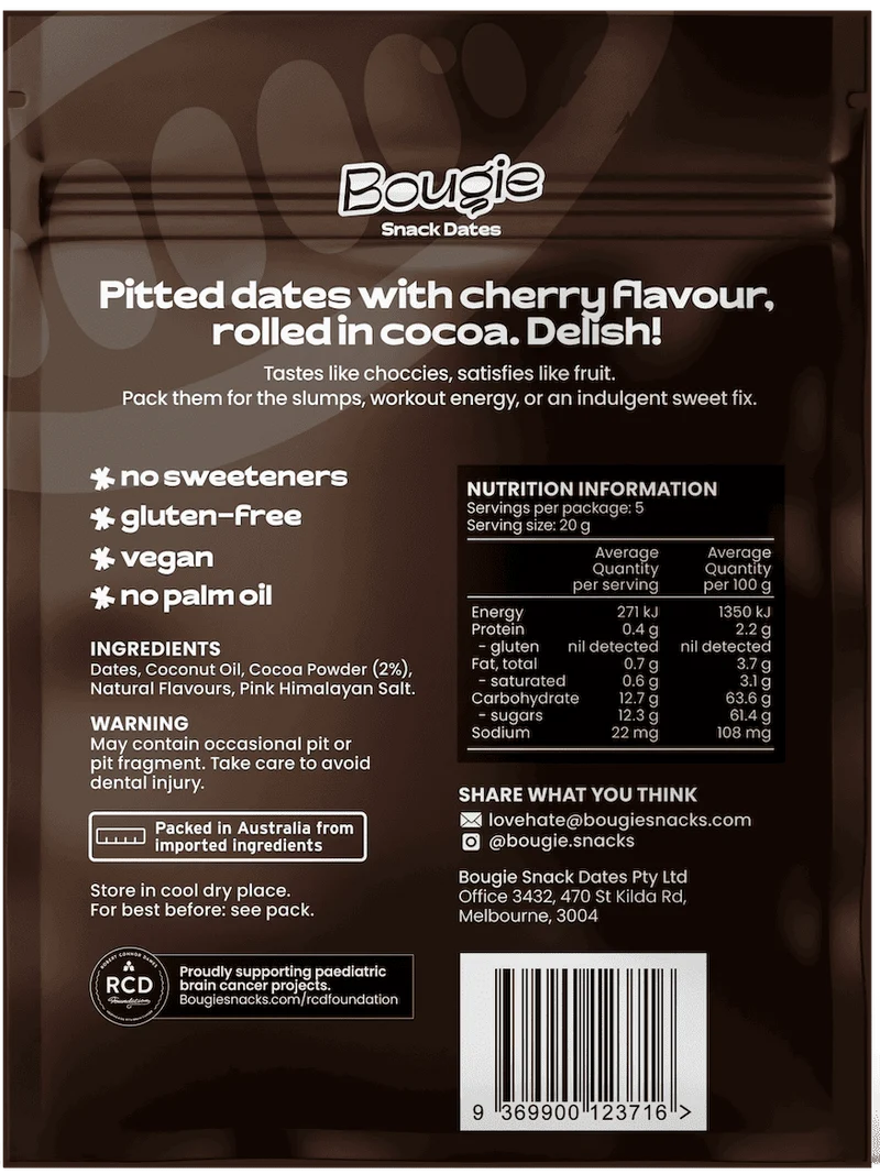 Bougie - Dark Choc Cherry Dates (100g)