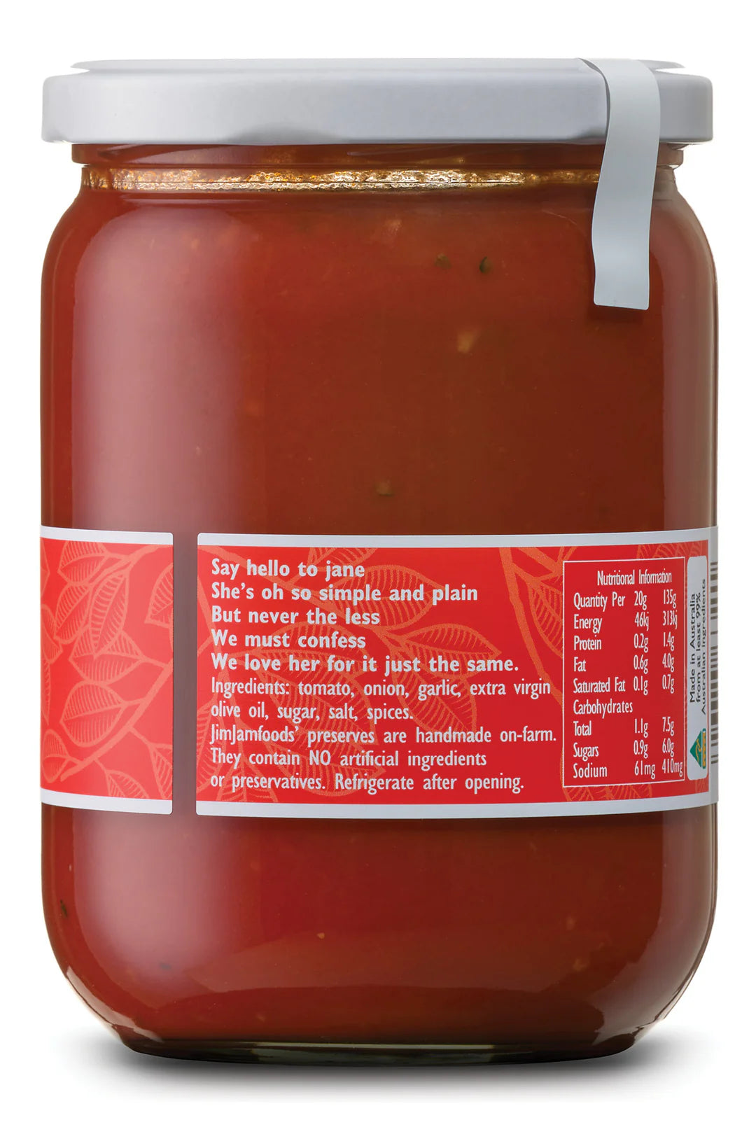 JimJam - Pasta Sauce - Plain Jane (540g)