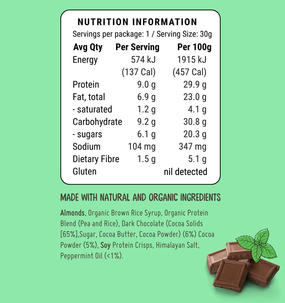 FodBods - Protein Bar - Mint Chocolate (30g)